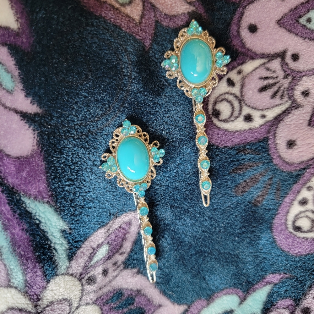 Turquoise hair pins (2)